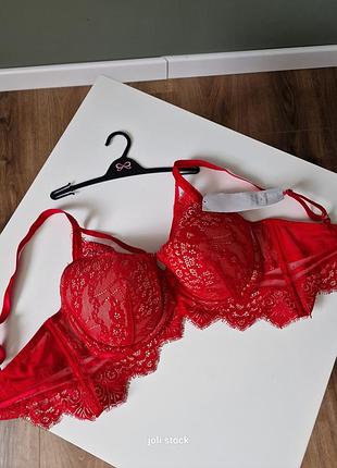 Бюстгалтер мереживний червоний hunkemoller 75e3 фото