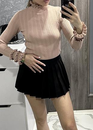 Кофтинка/водолазка, ажурна  zara, рожева с/м