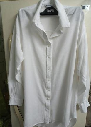 Блуза рубашка  весна-осень жег.s лен.100% stradivarius индии