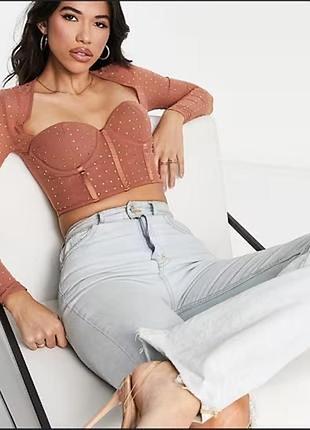 Напівпрозорий корсет топ лонг зі стразами