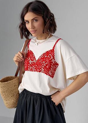 Футболка трендова жіноча . з імітаціє ліфа