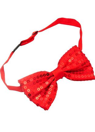 Галстук-бабочка красный с пайетками +подарок