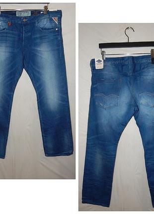 Джинсы regular slim replay waitom distressed denim. size w36 l32. сезон весна-лето