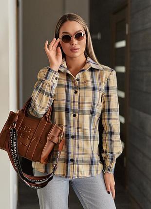 Женская современная рубашка в клетку оверсайз