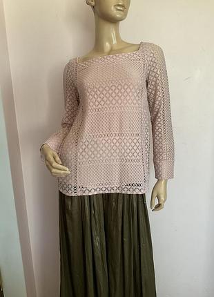 Розовая кружевная фирменная блузка/ s/brend massimo dutti