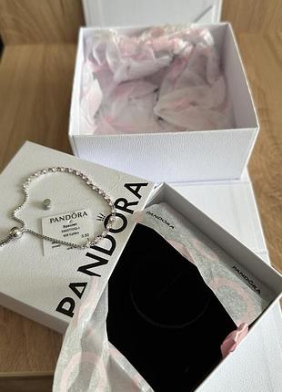 Браслет срібний пандора (pandora) "рожеве та прозоре сяйво"