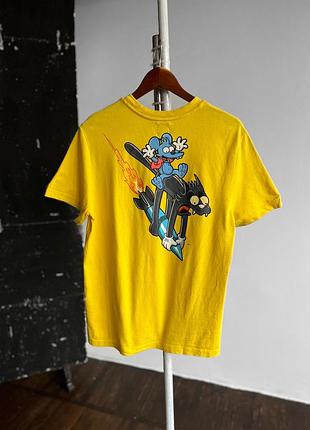 The simpsons 20th itchy & scratchy show t-shirt big print чоловіча, жовта футболка з принтом