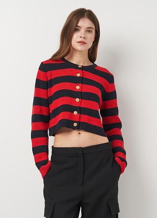 Кардиган, пиджак, жакет в полоску в стиле old money, zara (оригинал)