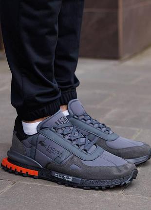 Р.40-44 кроссовки lacoste elite active grey orange lc034