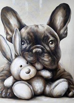 Картина маслом "happy dog)"🐕🐾100x90 см2 фото