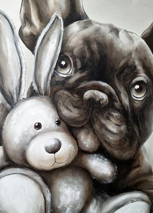 Картина маслом "happy dog)"🐕🐾100x90 см5 фото