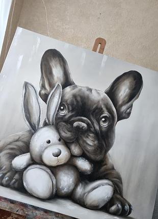 Картина маслом "happy dog)"🐕🐾100x90 см8 фото