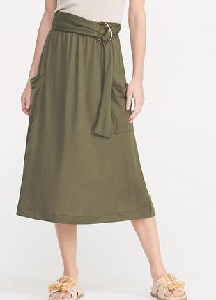 Юбка с карманами цвета хаки с поясом reserved