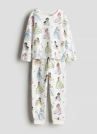 2-4/4-6/6-8 h&m новий фірмовий трикотажний комплект костюм піжама принцеси діснея disney princesses