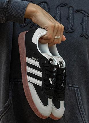 Кроссовки женские мужские adidas samba og black beige gum