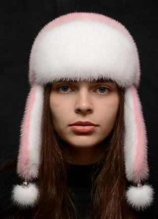 Жіноча зимове норкова шапка-вушанка
