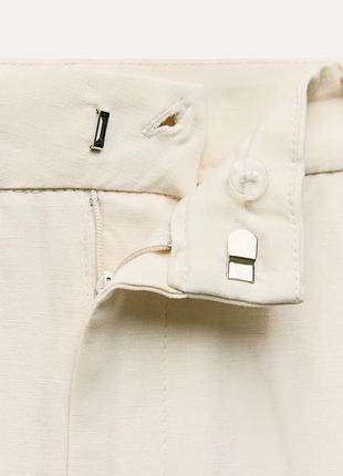 Брюки zara, палаццо zara, молочні широкі брюки zara, лляні вільні брюки zara3 фото