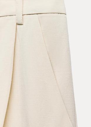 Брюки zara, палаццо zara, молочні широкі брюки zara, лляні вільні брюки zara4 фото