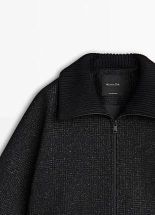 Укорочений жакет у клітку з комбінованим трикотажним коміром massimo dutti, оригінал