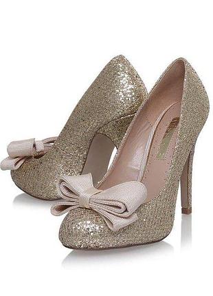 Новые золотые туфли глиттер с бантиками miss kg by kurt geiger