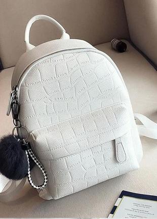 Женский стильный белый черный модный рюкзак ранець сумка4 фото