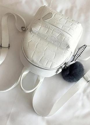 Женский стильный белый черный модный рюкзак ранець сумка5 фото
