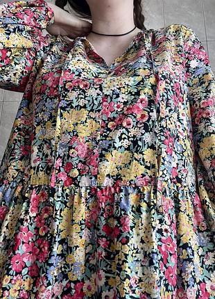 Неймовірна красива мила грайлива квітчаста бавовняна коротка сукня плаття 💐