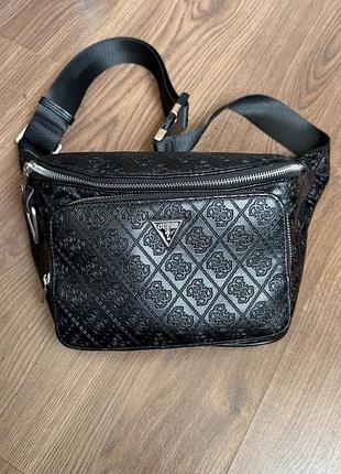 Сумка чоловіча guess, чорний колір, шкіряна