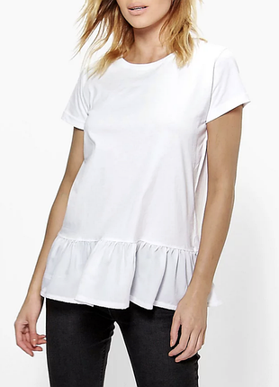 Футболка белая с баской хлопок