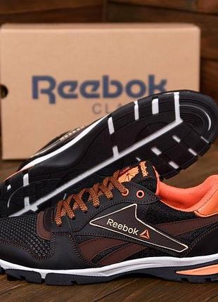 Кроссовки мужские летние reebok сетка цвет оранжевый, черный, размер 40-45