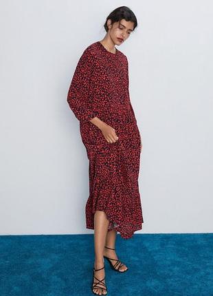 Меди/ макси платье в анималистичный принт zara