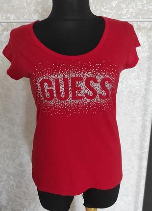 Красная женская футболка guess размер l