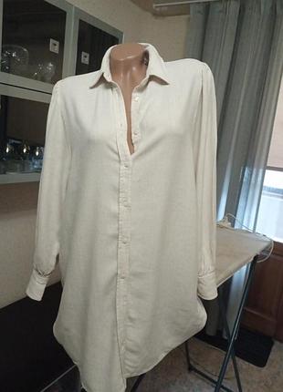 Рубашка платья лен-коттон
красивая ткантная.
широкий рукав на манжете.