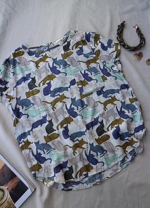 Блуза базова принт котики від h&m