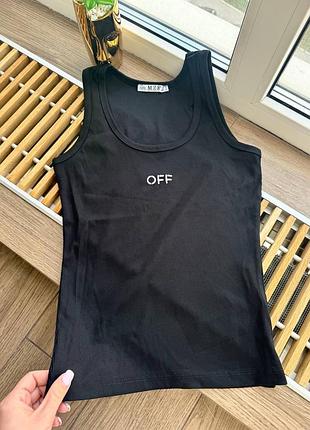 Распродажа 🏷 турецкая майка в рубчик с вышивкой off