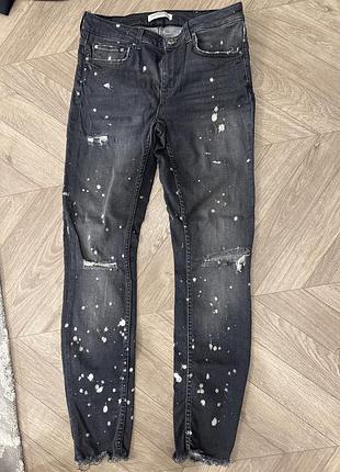 Джинсы zara с имитацией краски
