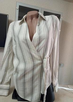 Блуза, шикарна тканина. 
фасон для ділового стилю,
на запах.
рукав на манжеті.