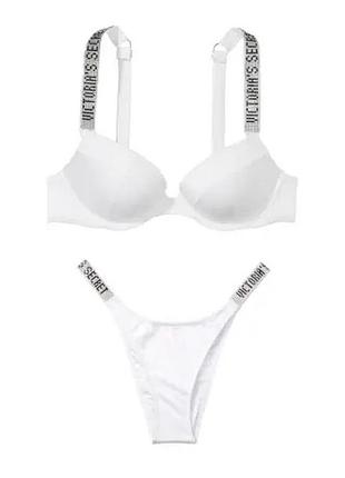 Купальник shine strap sexy tee push-up bikini white 36с/s