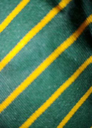 Галстук темно-зеленый в желтую косую полоску3 фото