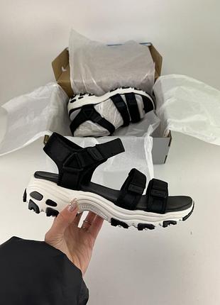 Босоніжки skechers d'lites - fresh catch 31514 blk black, оригінальні босоніжки скейчерс жіночі