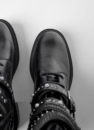 Полностью кожаные ботинки zara на массивной подошве, черного цвета3 фото