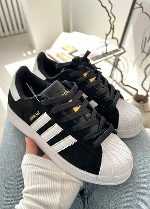 Женские кроссовки adidas superstar black white