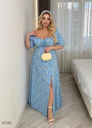 Платье макси с коротким рукавом размеры от 42 до 64