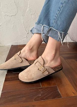 Жіночі базові універсальні клоги туфлі з відкритою п'ятою замшеві