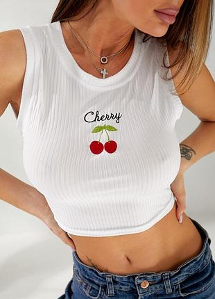 Кроп-топ с вышивкой “cherry”