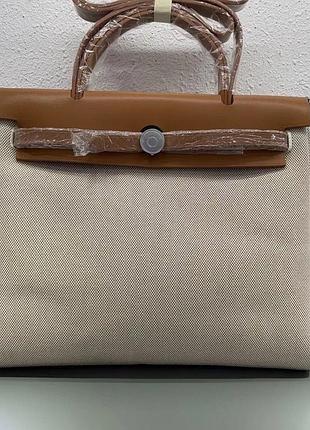 Сумка hermes з текстилю та шкіри herbag