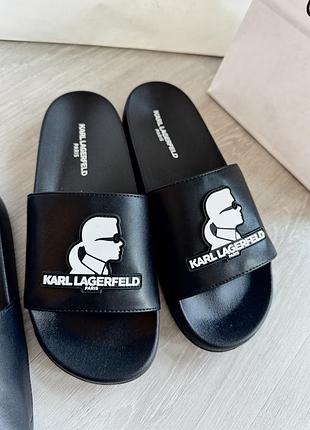 Шльопанці karl lagerfeld чорні шльопки карл лагерфельд пляжні для басейну