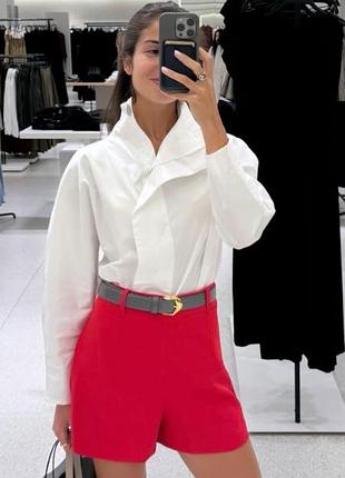 Червоні шорти висока посадка zara m