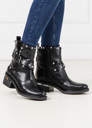 Ботинки сапожки женские женские кожаные черные guess fenix fl7fen ele10