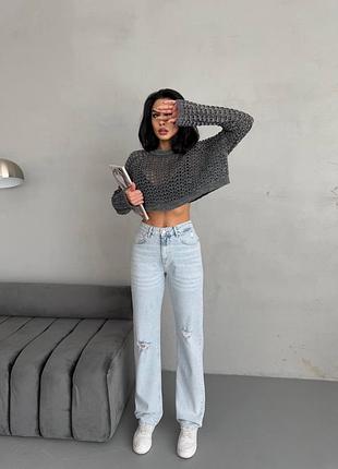 Жіночі джинси straight з розрізами